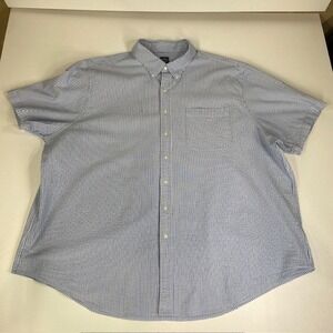 Brooks Brothers Polo Shirt Seersucker Striped Button Up Short Sleeve‎ 4XL